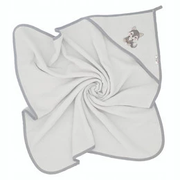 Okrycie Kąpielowe Z Kapturkiem Ręcznik 100x100 Bawełna SZARE WILK Bocioland