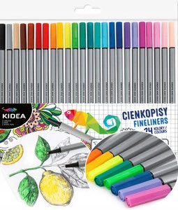 Cienkopisy 24 kolory, precyzyjna, cienka końcówka | Kidea
