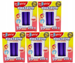 Plastelina FIOLETOWA Komplet 15 Lasek Szkolna Plastyczna 250g Inspiria x5