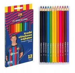 Kredki Ołówkowe Class FC BARCELONA Trójkątne 12 Kolorów Astra