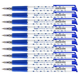 Długopis Biurowy Automatyczny Niebieski Superfine W Gwiazdki 0,5mm TOMA x10