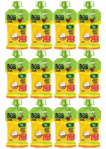 12x BOB SNAIL Smoothie MANGO KOKOS CYTRYNA Bez Dodatku Cukru Mus 120g