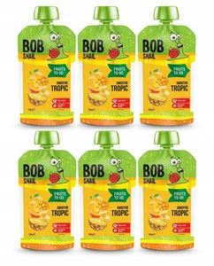 6x BOB SNAIL Smoothie BANAN ANANAS MANGO Bez Dodatku Cukru Mus 120g