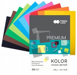 Happy Color Blok techniczny PREMIUM, kolorowy, A4, 220g, 10 arkuszy 10 kartek