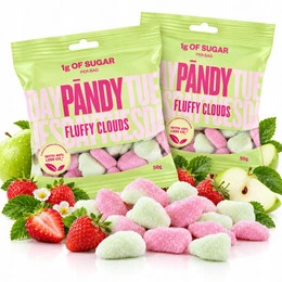 Pandy Fluffy Clouds Żelki Poziomka Jabłko Bez Cukru Błonnik KETO x2
