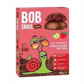 Przekąska Owocowa JABŁKO TRUSKAWKA W Czekoladzie Bez Cukrów 60g BOB SNAIL