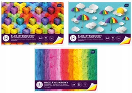 3x Blok Rysunkowy KOLOROWY A4 10 Kartek 80g Interdruk