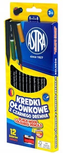 Kredki Ołówkowe Heksagonalne Z Czarnego Drewna Temperówka 12 kolorów Astra