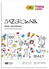 Blok Rysunkowy A4 100K BIAŁY 80g/m2 Bazgrownik Happy Color