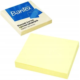 Karteczki SAMOPRZYLEPNE Żółte 75x75mm Bloczek 100 Kartek Bantex