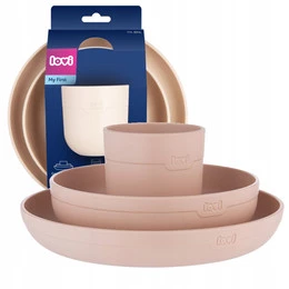 LOVI Zestaw Naczyń z Kubkiem MISECZKA TALERZYK KUBEK Łososiowe 21/533_bei