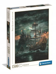 Puzzle HQ 1500 Układanka Piraci STATEK PIRACKI Burza Sztorm 14+ Clementoni