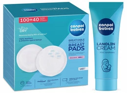 CANPOL Wkładki Laktacyjne Żelujące MEGPAKA 140 szt. + Lanolina
