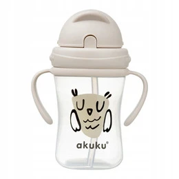 AKUKU Bidon z Chowaną Słomką SOWA 300ml dla Dzieci