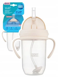 Canpol KUBEK NIEKAPEK Bidon z Obciążoną SŁOMKĄ 270 ml KREMOWY 6M+