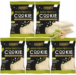 FRANK&OLI Ciastko Proteinowe PISTACJA BIAŁA CZEKOLADA Miękkie 50g x5