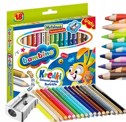 Kredki Grube Ołówkowe Okrągłe Jumbo W Drewnie 18 Kolorów Temperówka