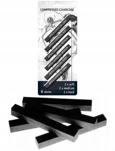 Węgiel Rysunkowy Prasowany 3 Twardości 6 szt. Artea Astra