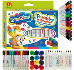 St. Majewski Flamastry Bambino ze stempelkami 12 szt.