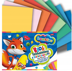 BLOK TECHICZNY Z KOLOROWYMI KARTKAMI A4 BAMBINO