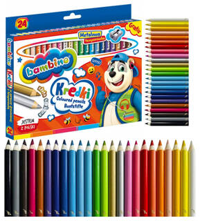 Bambino kredki okrągłe ołówkowe grube Jumbo 24 kolory + temperówka