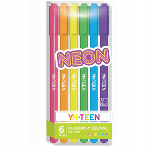 Długopis Żelowy NEON Długopisy Komplet 6 Kolorów Interdruk