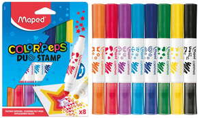Flamastry Dwustronne Z Pieczątkami Color'Peps Duo Stamp 8 Kolorów 4+ Maped