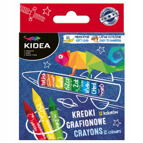 Kredki Szkolne Świecowe Grafitowe Intensywne Kolory 12 Kolorów Kidea KG12KA