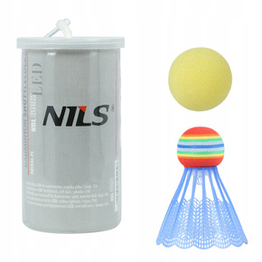 Lotka Do Badmintona Nylonowa Świecąca + Piłeczka Zestaw NILS NBL6092
