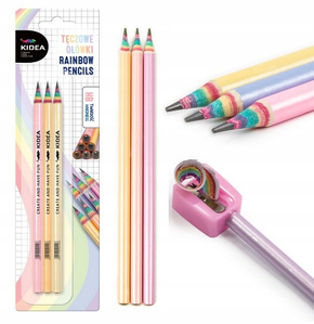 Ołówek Szkolny Tradycyjny Tęczowy HB Do Rysowania 3 Sztuki Kidea