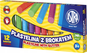 Plastelina Brokatowa Z Brokatem 12 Kolorów Dla Dzieci 3+ Astra
