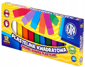 Plastelina Szkolna Kwadratowa Dla Dzieci 12 Kolorów 3+ Astra