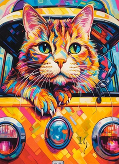 Puzzle 100 Układanka KOTEK Zwierzęta Bus Podróż Kolor Kot 6+ Castorland