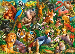 Puzzle 180 Układanka Dzikie ZWIERZĘTA Dżungla Lwy Małpy Obraz 7+ Castorland