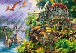 Puzzle 500 Układanka DINOZAURY Natura Welociraptor Brontozaur 9+ Castorland