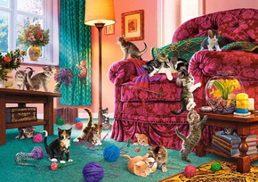 Puzzle 500 Układanka Niegrzeczne KOTY Kotki Kocięta Kot Pokój 9+ Castorland