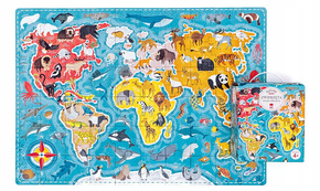 Puzzle 60 Układanka PuzzLove ZWIERZĘTA Mapa Świata Oceany Glob 4+ CzuCzu
