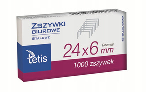 ZSZYWKI BIUROWE 24/6 1000 szt. TETIS