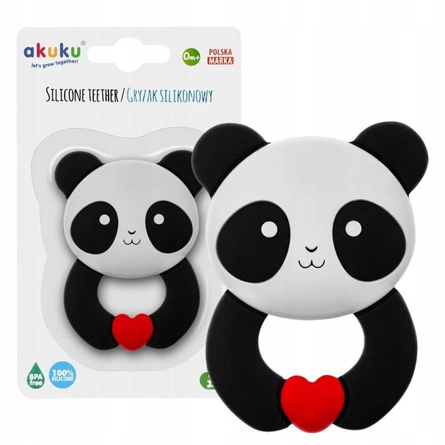 Gryzak silikonowy Miś Panda Akuku