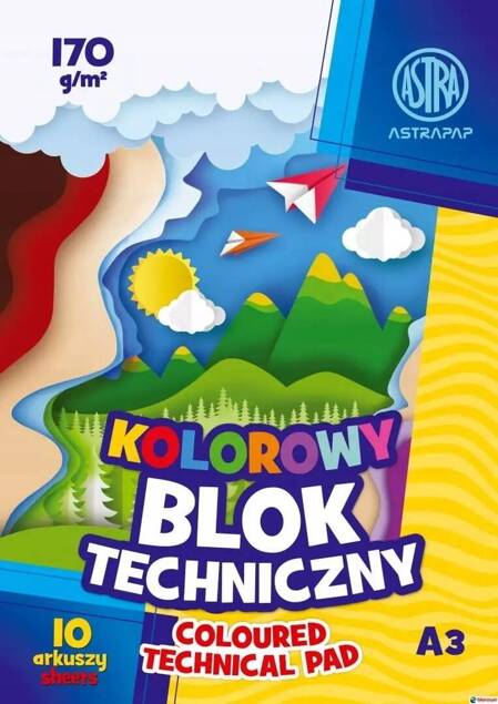 Blok Kolorowy Barwiony W Masie A3/10 ark 170g Astra