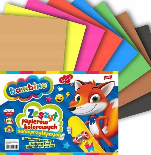 Blok Zeszyt Papierów Kolorowych Samoprzylepnych B4 8 kartek Bambino