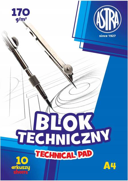 Blok techniczny BIAŁY Dla Dzieci Szkoła Plastyka A4/10k 170g Astra