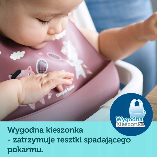 CANPOL Śliniaczek Śliniak Sylikonowy Z Kieszonką MIŚ Misie Niebieski 74/027