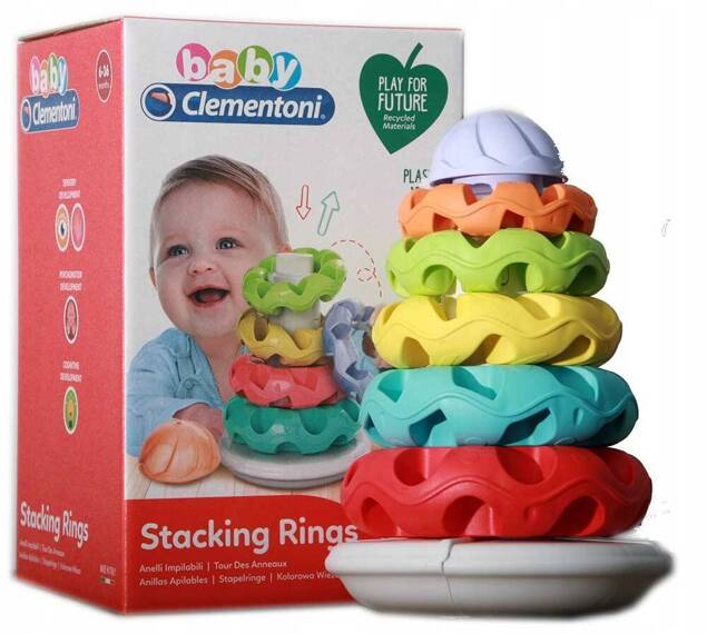 Clementoni Baby Kolorowa Wieża Piramidka Z Kółek Układanka Dla Dzieci 6M+