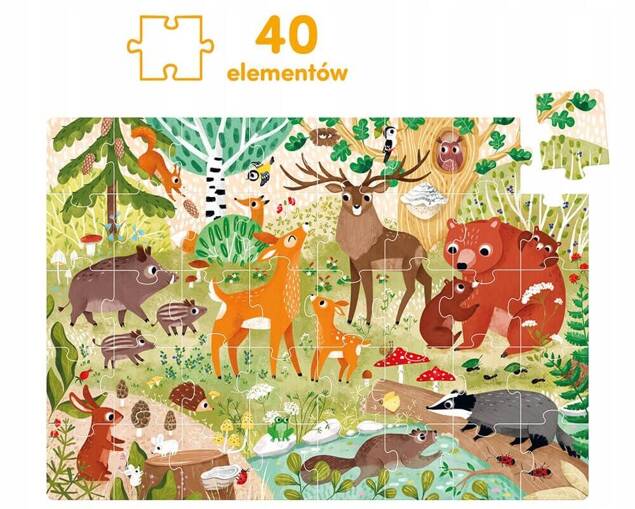 Dzikie Puzzle Zwierzaki LAS Zwierzątka Natura Układanka 40el. 3+ CzuCzu