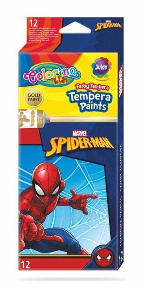 Farby tempera 12 kolorów  w tubach 12 ml Spiderman Colorino Kids 91840