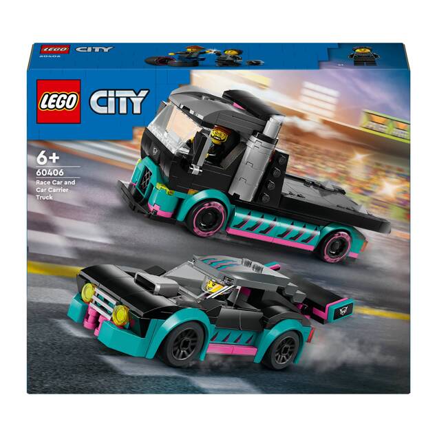 LEGO City Samochód Wyścigowy i Laweta 328el. 6+ 60406