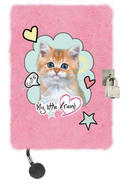Pamiętnik z kłódką włochacz A5 96k My Little Friend Pink cat