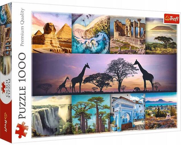 Puzzle 1000 Układanka AFRYKA Zwierzęta Natura Kolaż Piramidy Zabytki 12+