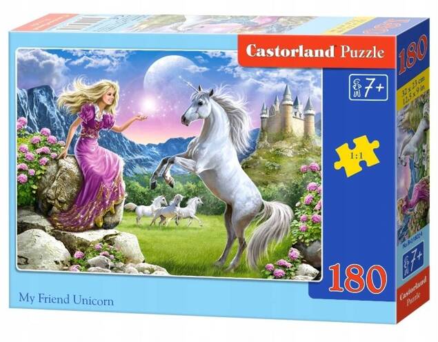 Puzzle 180 Układanka Koń JEDNOROŻEC Konie Zamek Kobieta Widok 7+ Multigra
